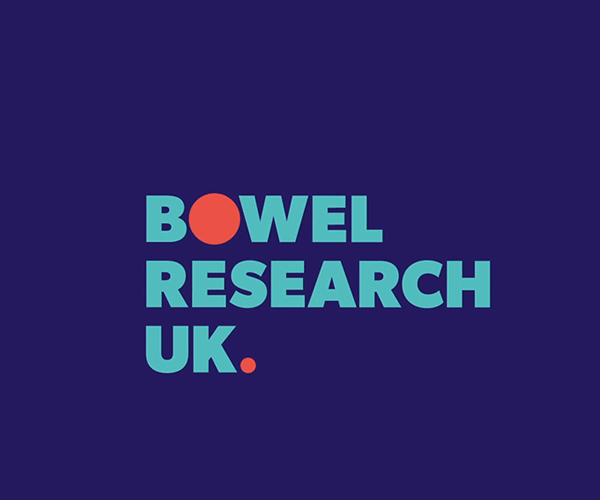 Animated Gif showing Bowel Research UK logo and tagline