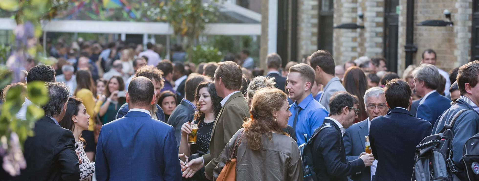 Garden party networking at the Brewery in London